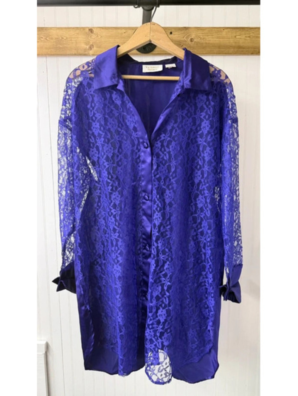 vintage Victoria Secret gold label purple lace nightgown small coquette romantic
